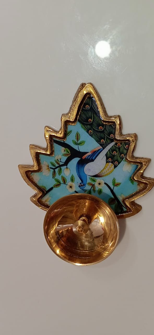 Blue Color with Peacock Art Pooja  Vilaku