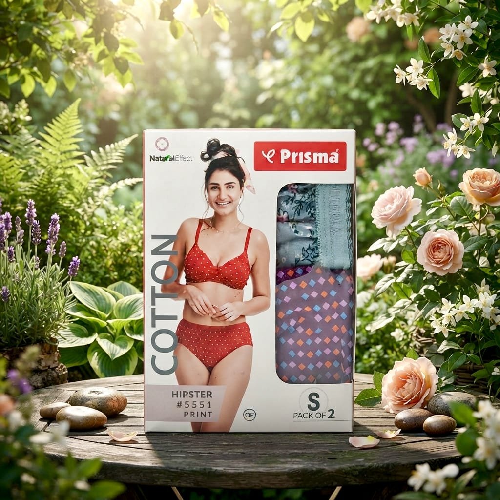 Retail packaging box for Prisma Women's Cotton Innerwear.