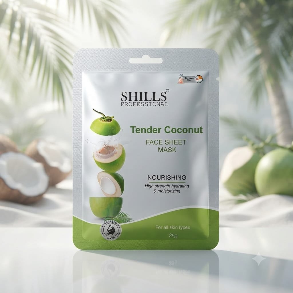 Shills Professional Tender Coconut Face Sheet Mask, a single-use nourishing skincare treatment.